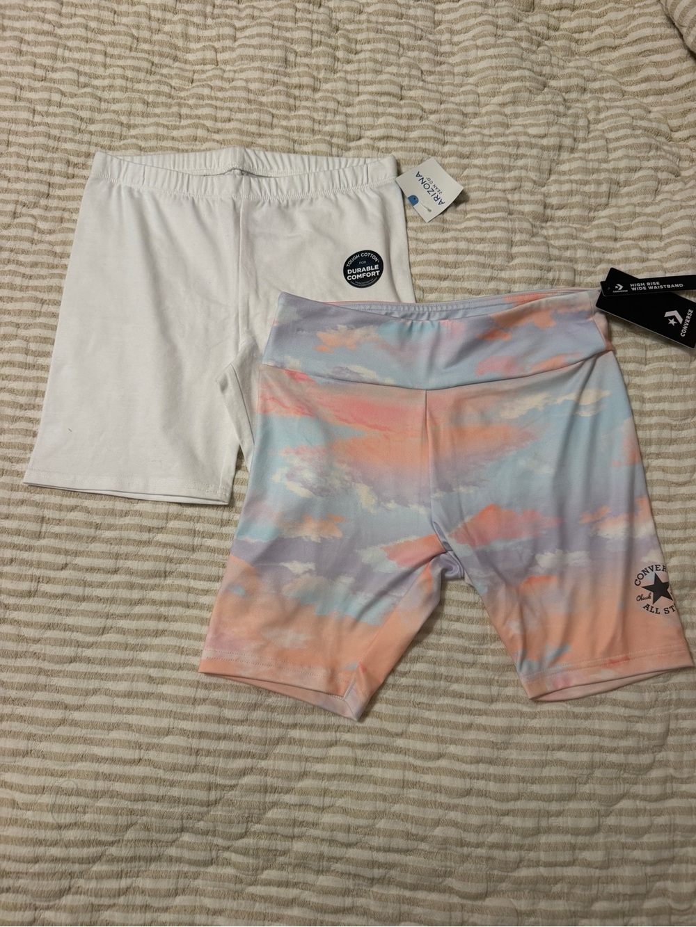 Converse Girls' White Pastel Tie-Dye & White Arizona Bike Shorts